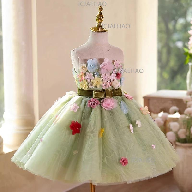 Robe de Princesse pour Enfants, Costume de Fille pour Anniversaire, Robe de Performance au Piano, Te