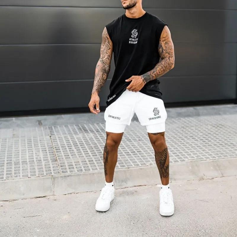 Shorts sport 2 en 1 hommes course fitness - Jogging double pont séchage rapide gym 2025