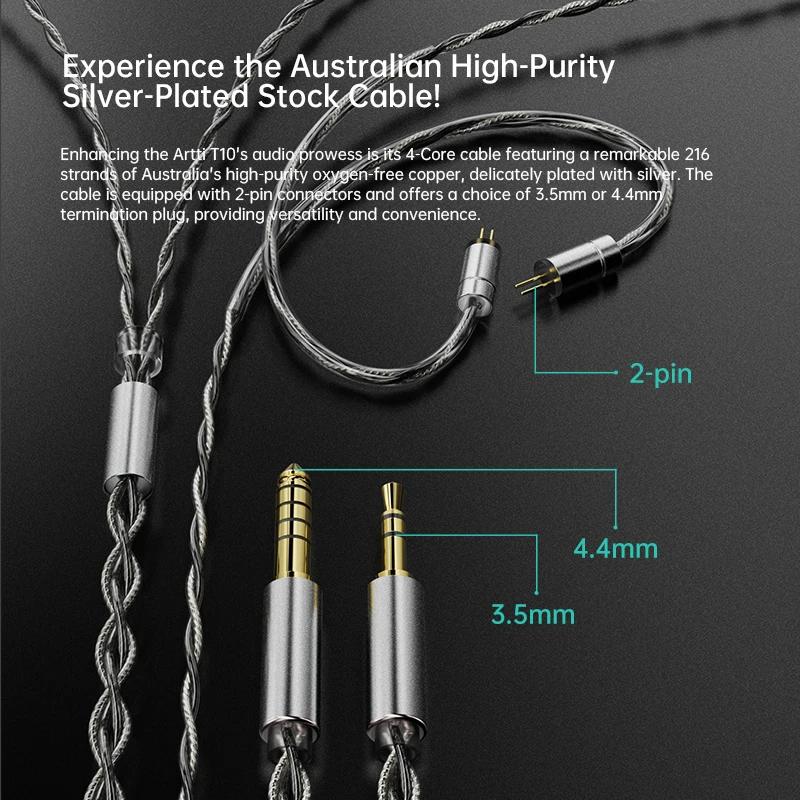ARTTI-Écouteurs filaires intra-auriculaires HiFi IEM T10, moniteurs 0.78mm, 2 broches, connecteur 3.