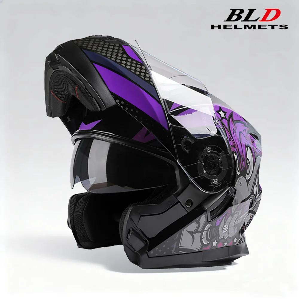 Casque de moto avec lentille solaire intérieure, casque de vélo, rabattable, modulaire, puzzles de m