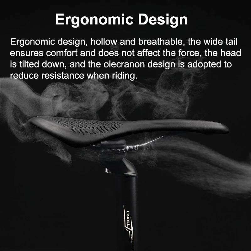 Selle de vélo ultralégère en fibre de carbone T800, siège confortable en cuir, coussins de course de