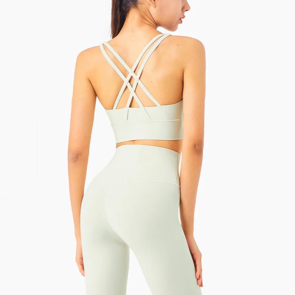 Soutien-gorge de sport femme triangle dos nu - Coussinets poitrine fitness yoga entraînement