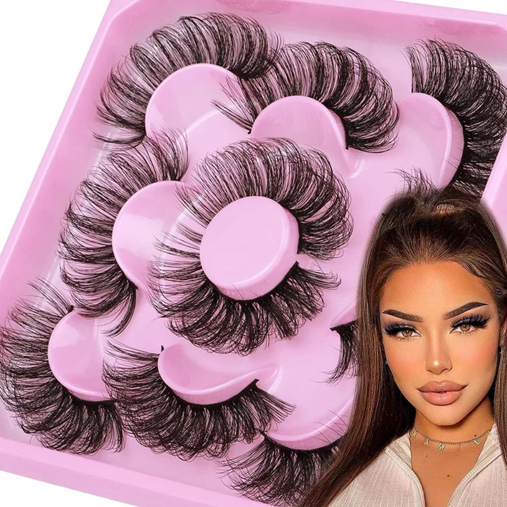 5 paires de cils en bande russe cils de vison moelleux 3D faux cils Volume russe cils faux cils Exte