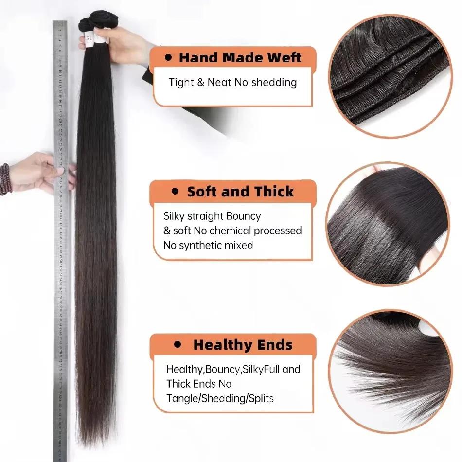 Extensions de cheveux humains brésiliens vierges non traités, lisses comme des baguettes, 28 28 30 p