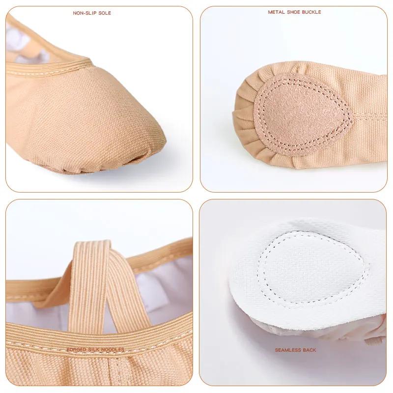Chaussures de Ballet pour filles, chaussures de danse pour femmes, pantoufles de danse en toile à se