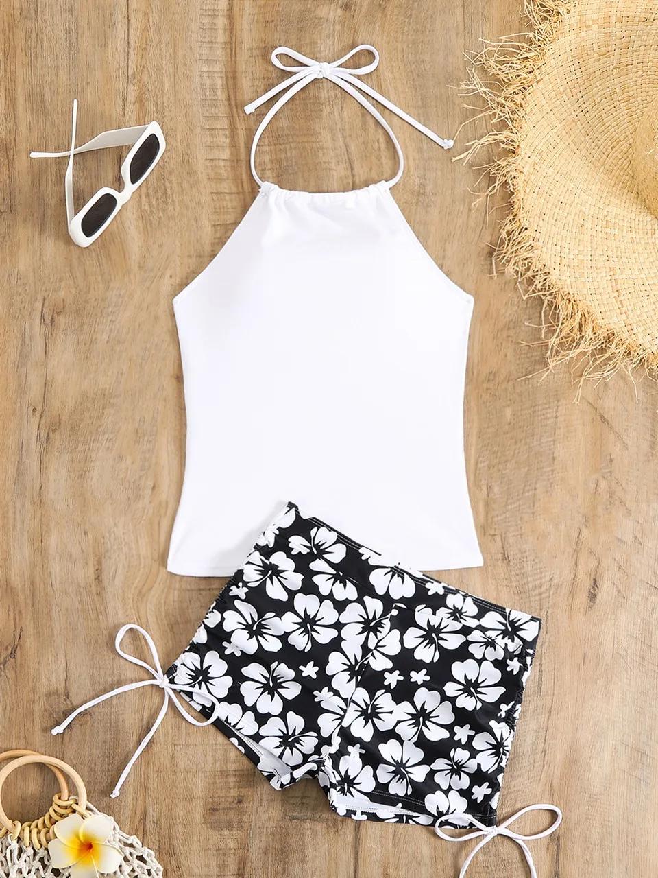 Licou cou Tankini 2026 femmes imprimé maillot de bain été maillots de bain cordon côté maillots de b