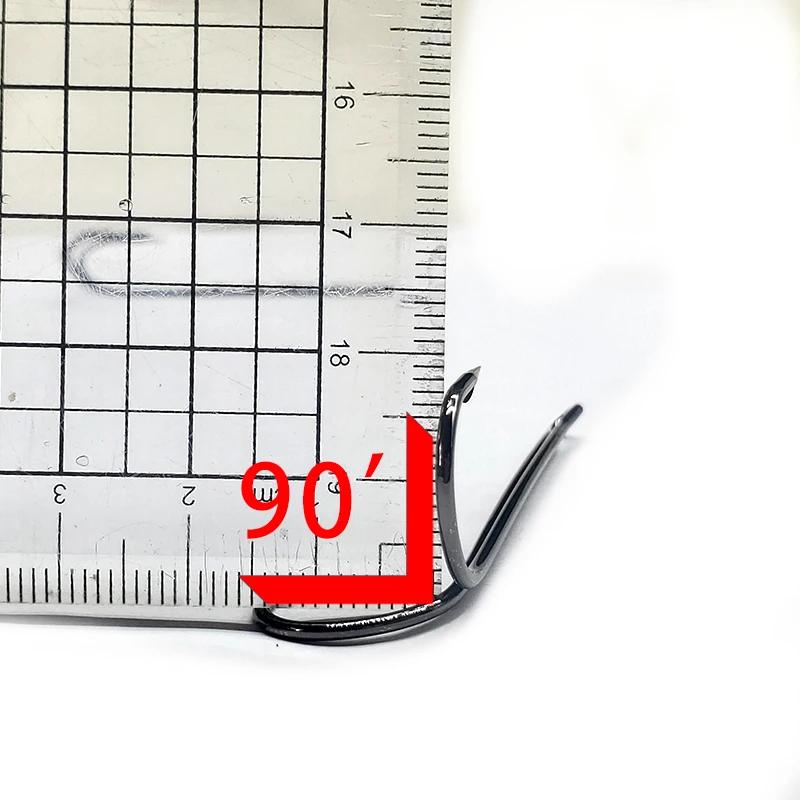 TAKEDO 10 pièces 9883 rond courbé longue tige Double crochet de pêche hauteur en acier au carbone no