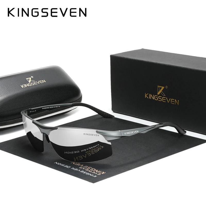 KINGSEVEN cyclisme polarisé UV400 lunettes de soleil hommes en aluminium conduite miroir lentille mâ