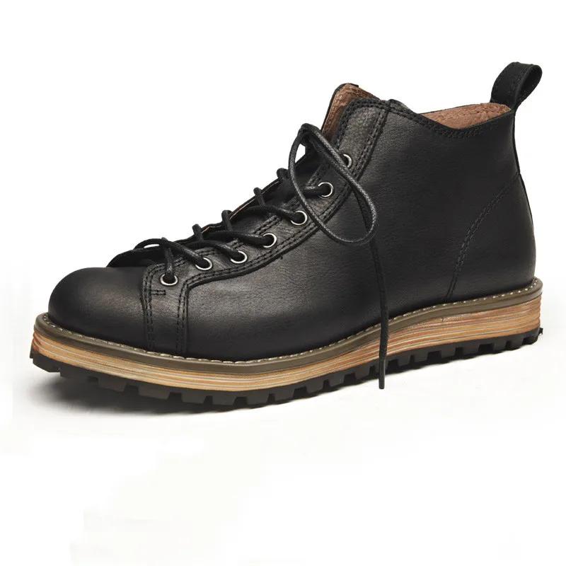 Chaussures en cuir véritable Outdoor Trekking Riding Combat Fitness Top Layer Cowhide Round Head Wal
