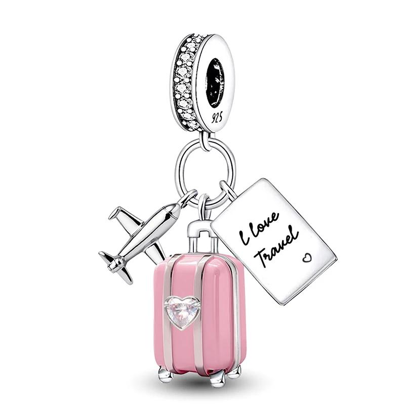Pendentifs en argent sterling 925, zircon, patte, cœur rouge, breloques, perles compatibles avec les