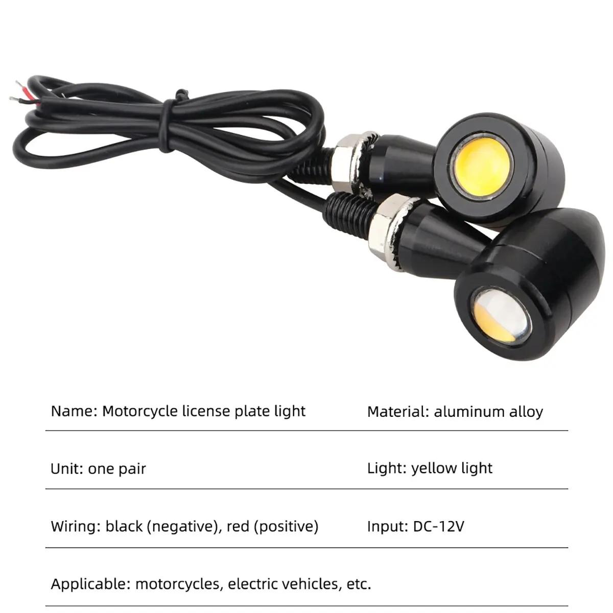 2 feux de plaque d'immatriculation LED Eagle Eye pour Moto, feu arrière jaune, accessoires de Moto,