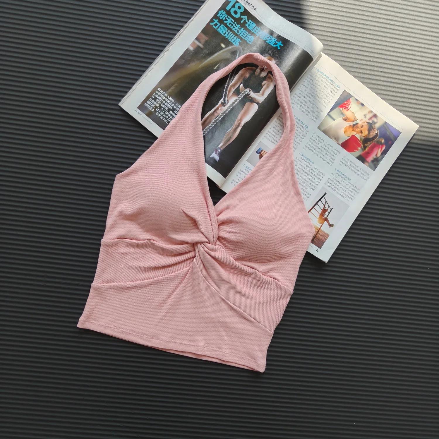 Soutien-gorge de yoga sexy dos nu à col halter, séchage rapide, sensation seconde peau, rembourré, b