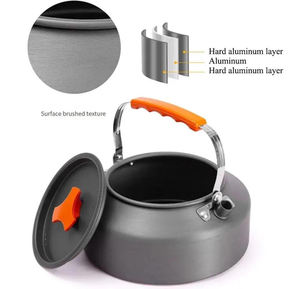 Bouilloire de camping légère en alliage d'aluminium, théière pour le tourisme en plein air, ustensil
