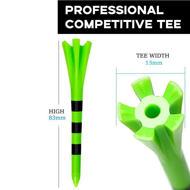 Tees de golf en plastique à rayures, 5 griffes, couleurs aléatoires, accessoires de sport, 50 pièces