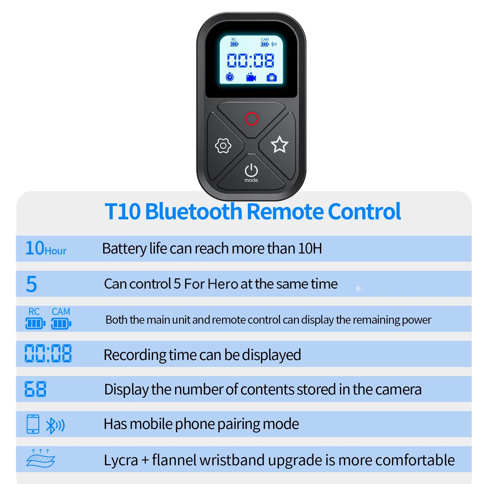 TELESIN – télécommande Bluetooth 80M pour GoPro Hero 13 12 11 10 9 8 Max, avec dragonne, accessoires