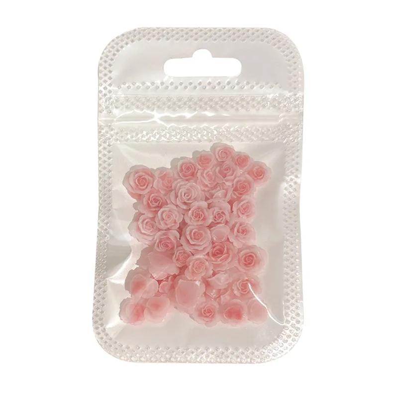 50 pièces 3D mélange de tailles belles fleurs de roses en fleurs résine adhésive Nail Art strass déc