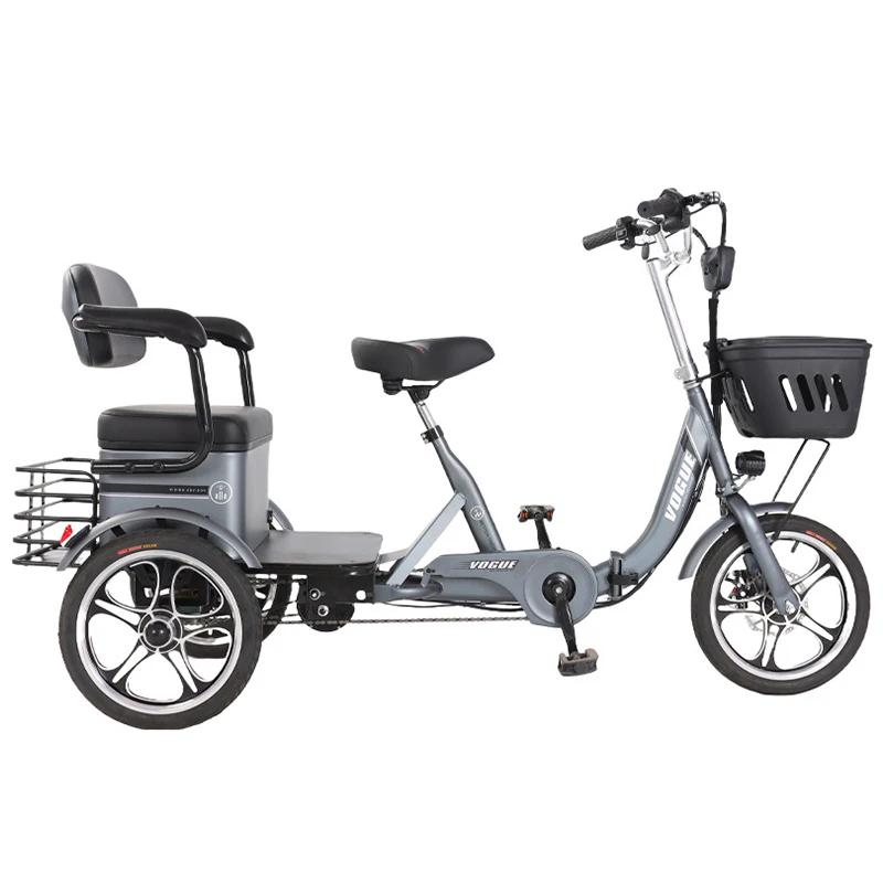 Tricycle Électrique Pliant à 3 Roues pour Deux Adultes, Bicyclette Électrique de 400W et 48V avec Si