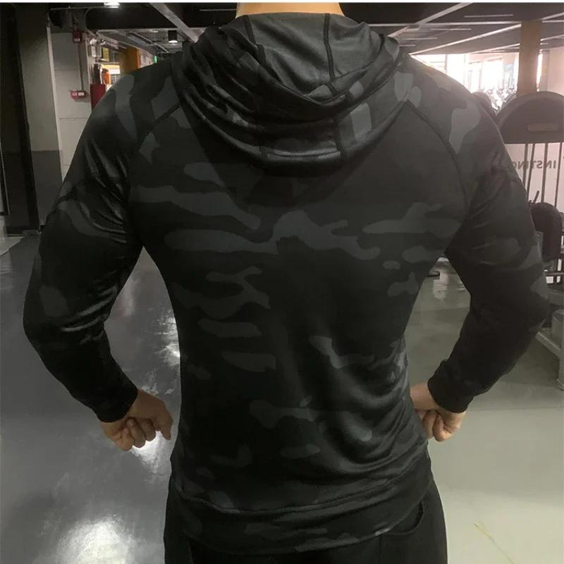 Veste à Capuche de Compression pour Homme, Vêtement de dehors, de Plein Air, de Protection Solaire,