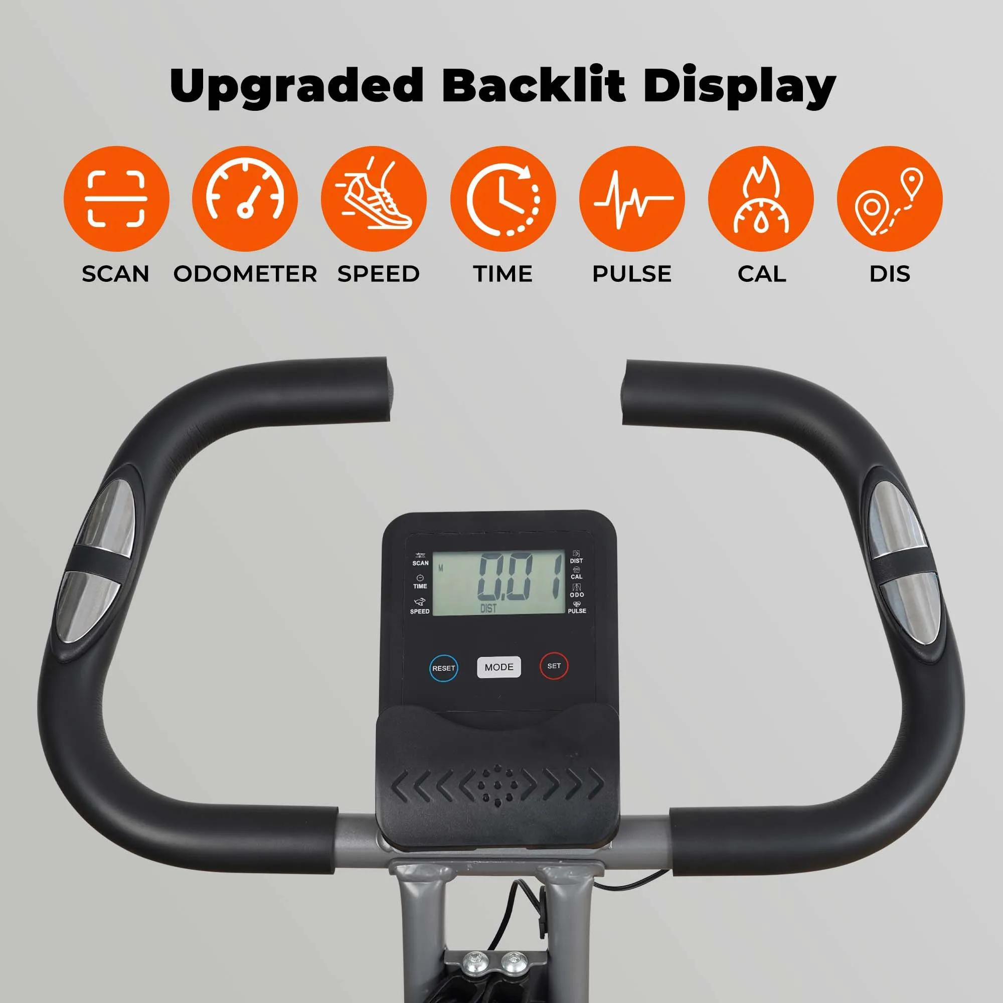 Vélo d'exercice pliant avec capteur d'impulsions et moniteur LCD, vélo incliné avec bras, bandes d'i