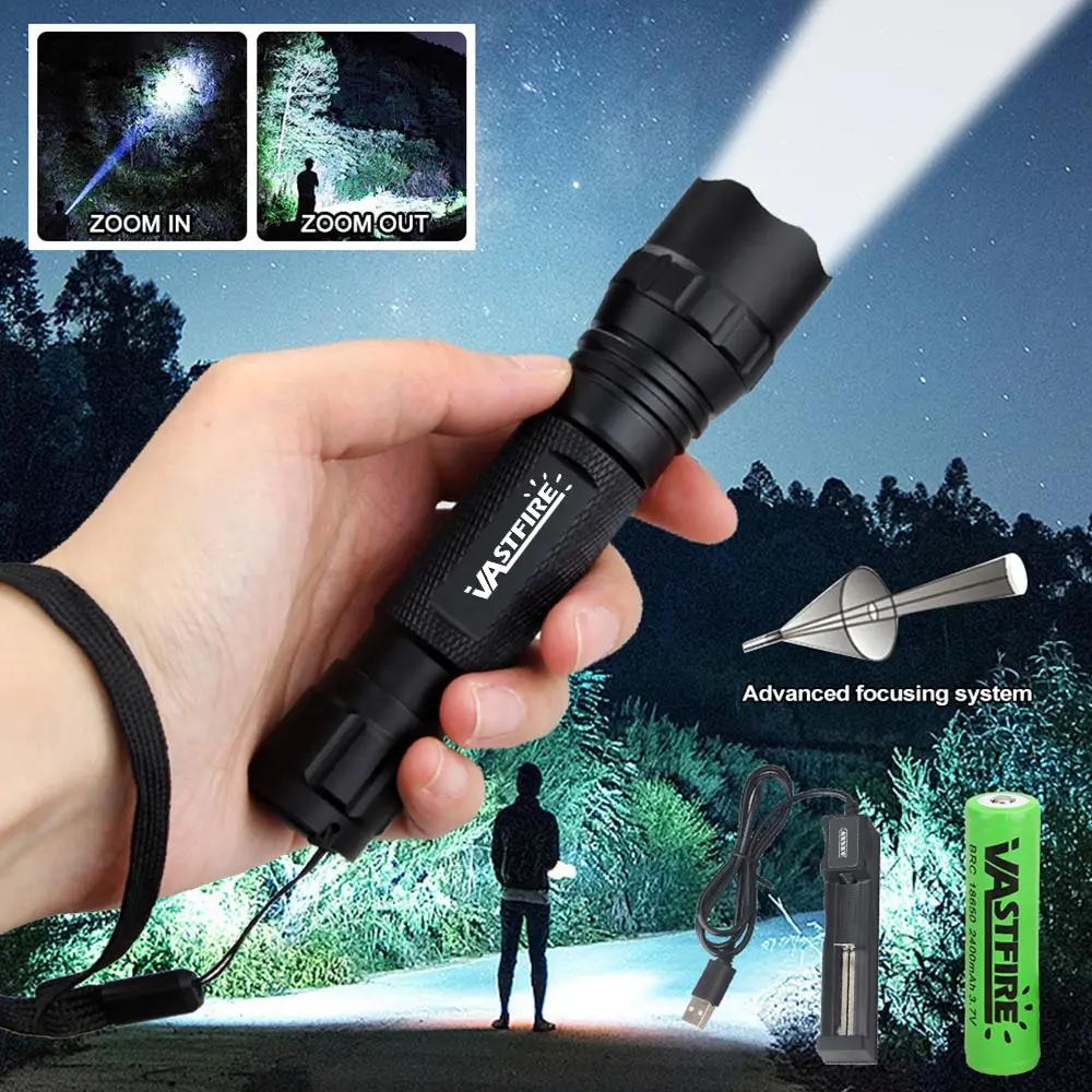 Lampe de poche super lumineuse, torche zoomable, haute puissance, chasse nocturne, camping en plein