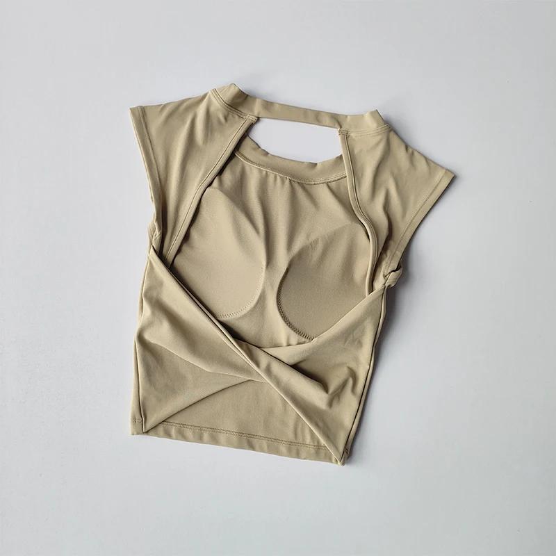 Soutien-gorge de sport push-up pour femmes, t-shirts sexy, beauté du dos, fitness, yoga, vêtements d