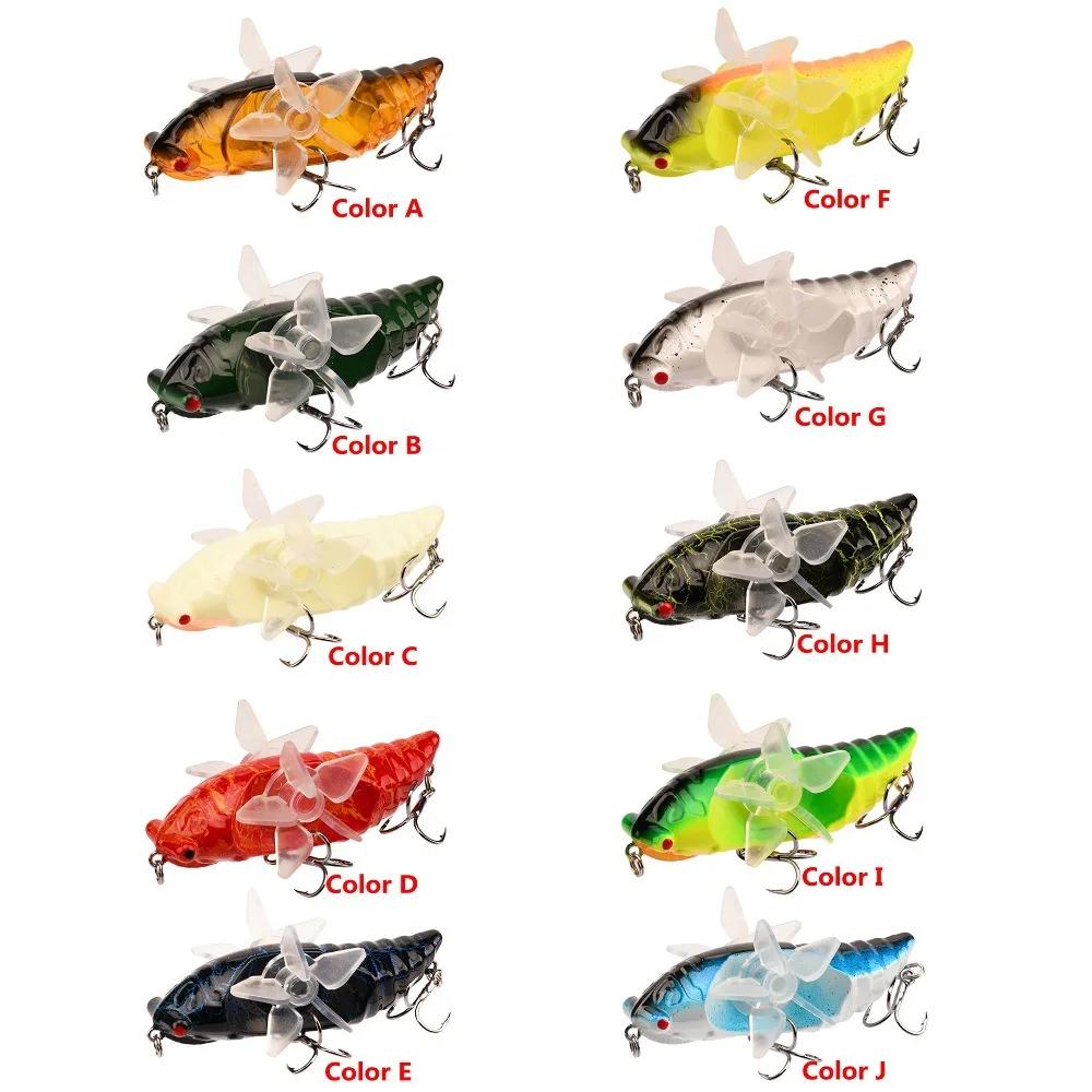 Cigale bionique leurre de poisson dur filature appât de pêche 7.5 cm/14g hélice triple crochet pour