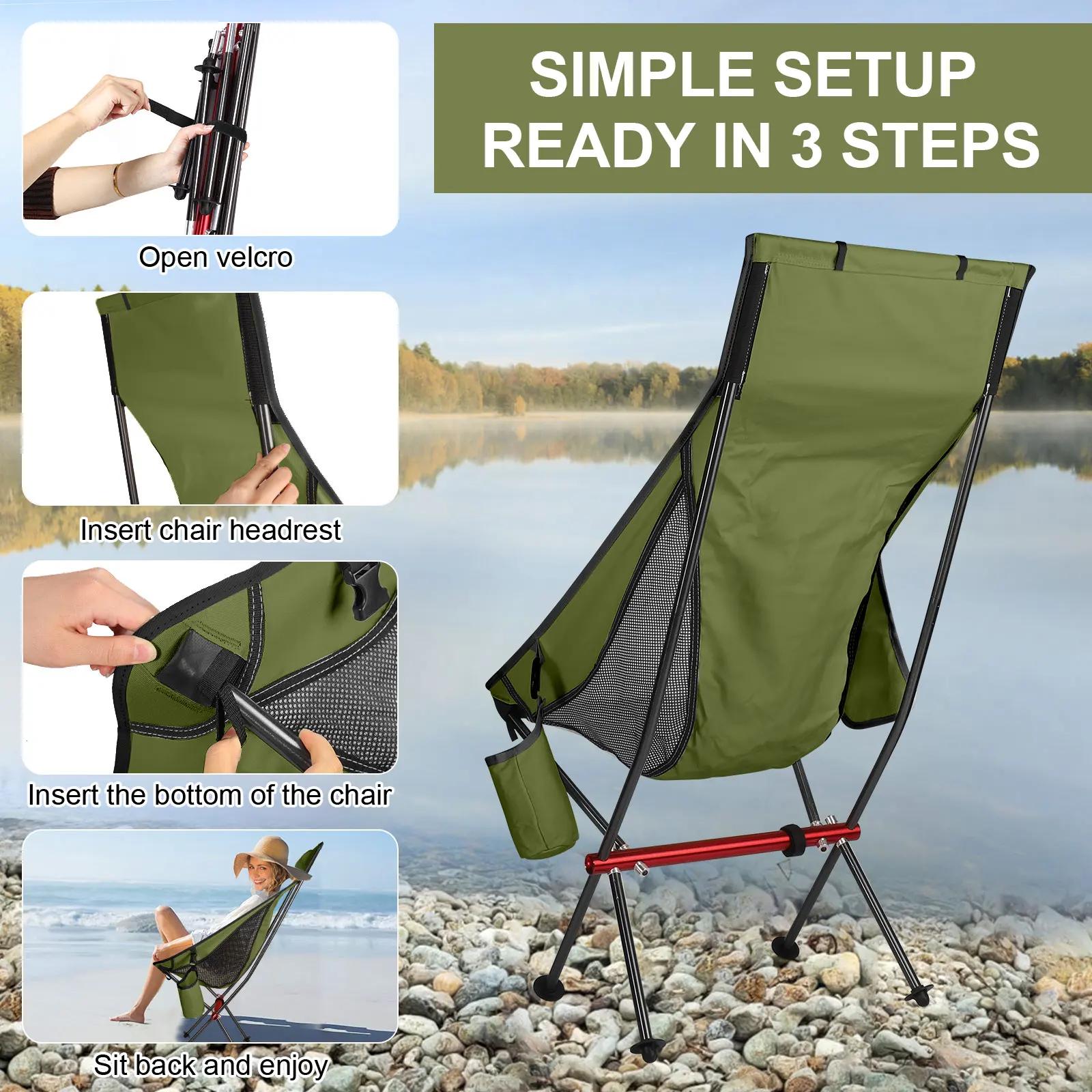 Chaise pliante ultralégère pour Camping, voyage, pêche, barbecue, randonnée, forte charge 150kg, pla