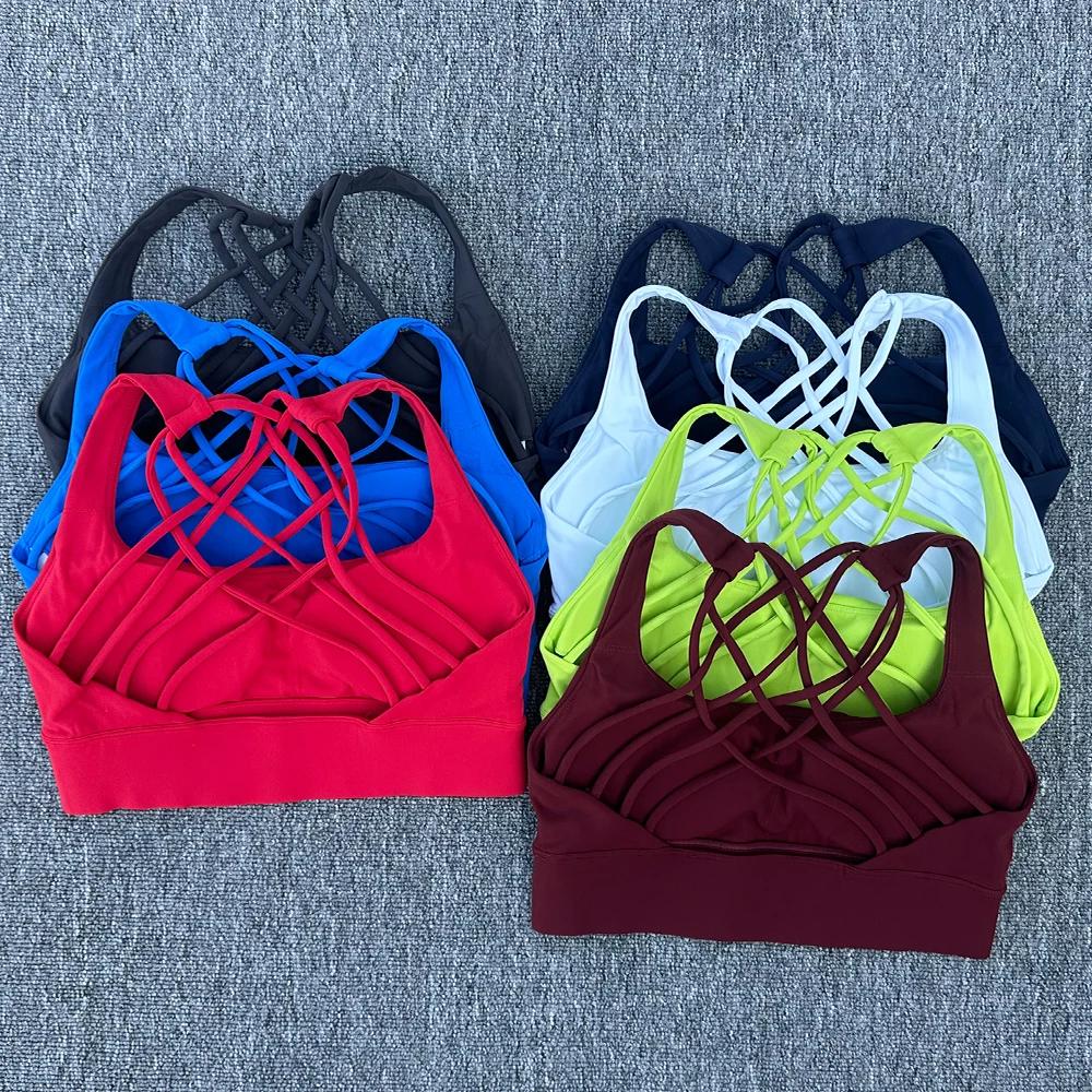 Soutien-gorge de Sport Anti-transpiration pour femmes, haut de Yoga, antichoc, haut court, dos crois