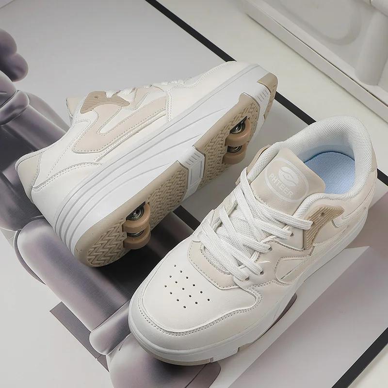 Chaussures de marche à roulettes avec poulies de sport pour étudiants à quatre roues, baskets d'été