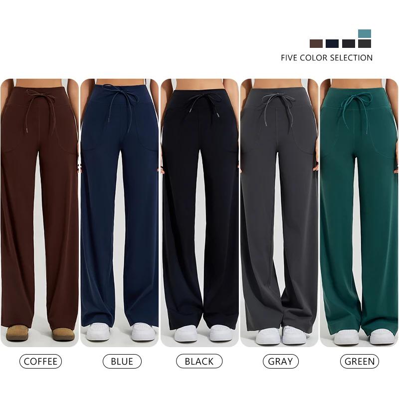 Pantalon de Yoga taille haute pour femmes, ample, course à pied, Double face brossé avec poches, cra