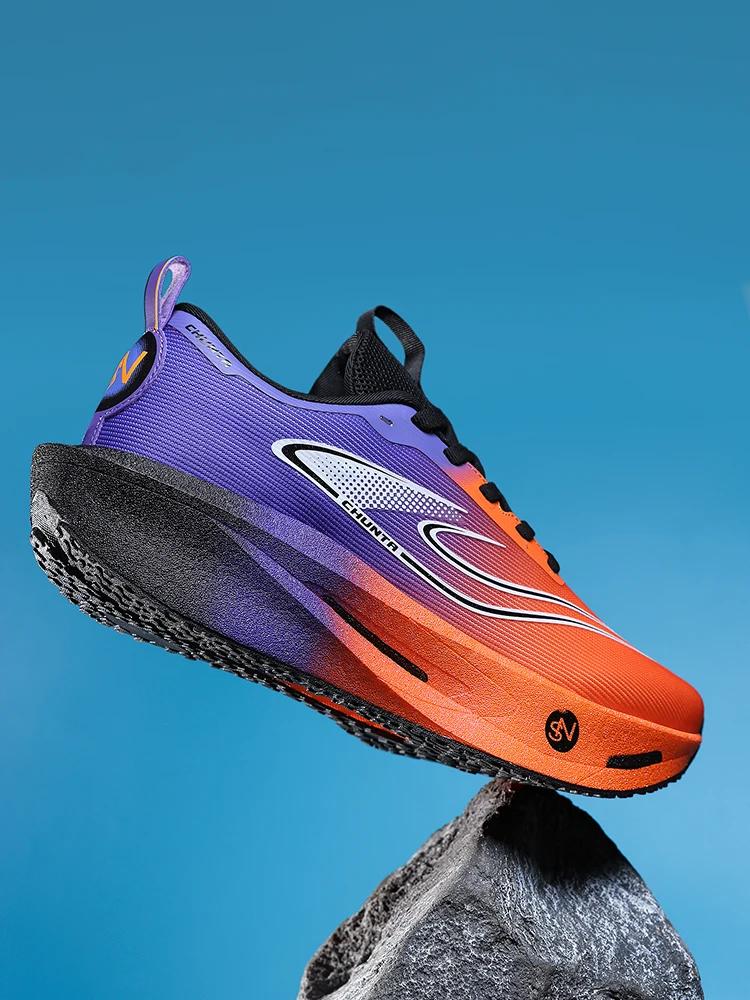 Chaussures de course sportives en plaque de carbone Marathon Hommes Respirantes Légères Femmes Confo