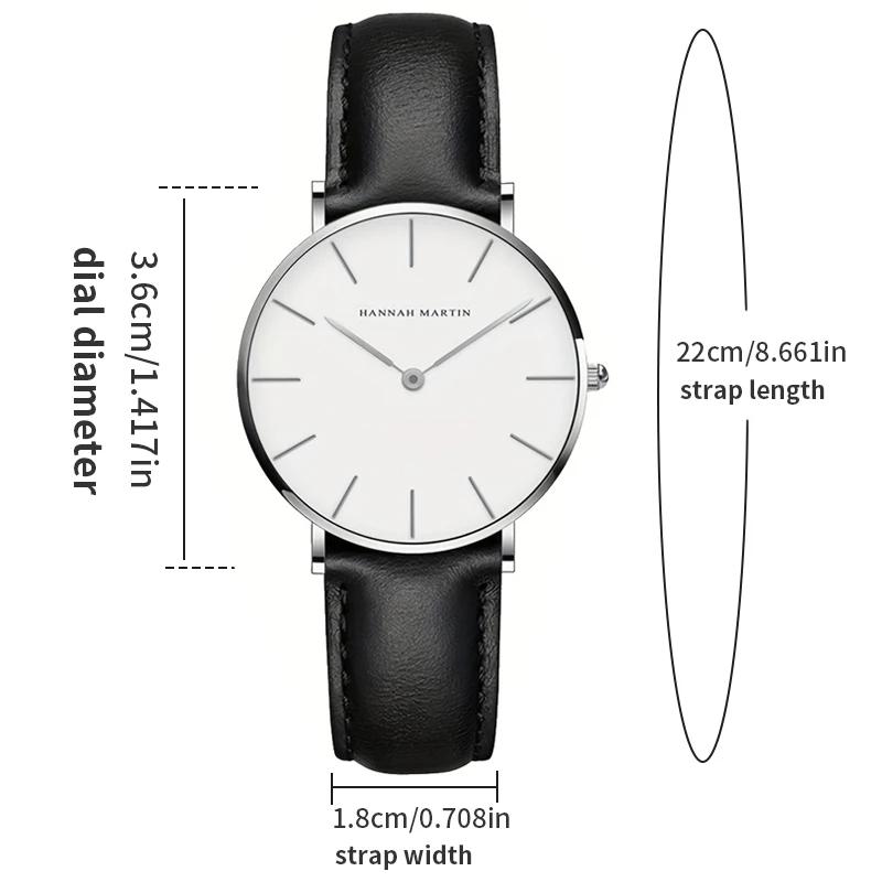 HANNAH MARTIN Top marque femmes montres étanches 36mm mode luxe Ultra mince en cuir créatif or Rose