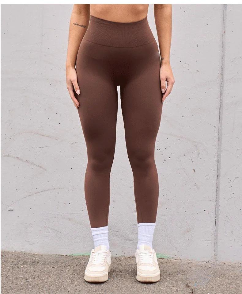 Pantalon de sport taille haute sans couture - Effet hanches pêche et pli en V pour fitness