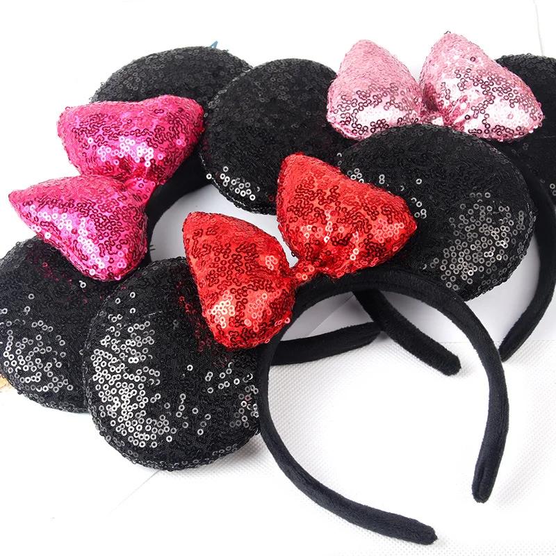 Minnie Mouse oreilles bandeau grande taille paillettes arc femmes fête fille bandeau Festival chaud