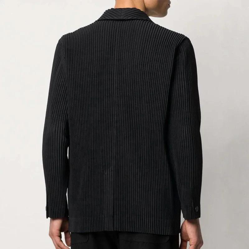Blazer noir plissé pour homme, olympiques de luxe, doublé partiel, manteau de bureau, haute couture,