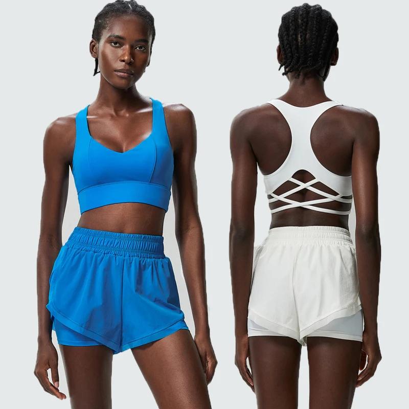 Femmes en plein air course costume été respirant séchage rapide vêtements de sport courts deux pièce
