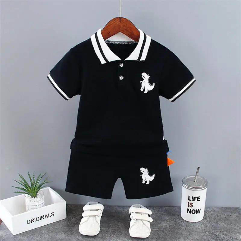 Été bébé garçon vêtements décontractés dessin animé dinosaure T-Shirt pantalon court 2 pièces/ensemb