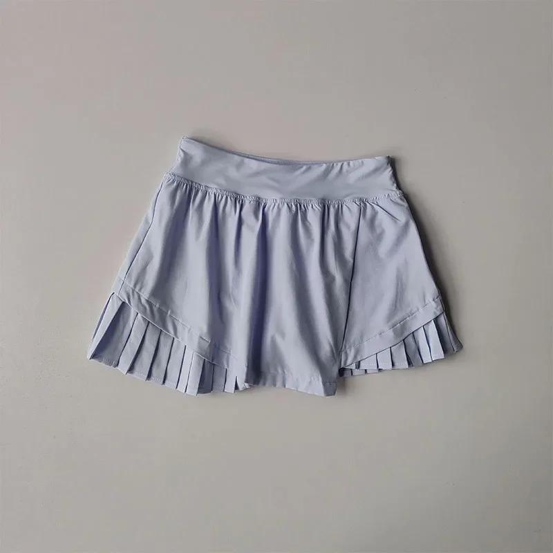 Jupe courte sport taille haute anti-éblouissement avec shorts doublés pour yoga et fitness été