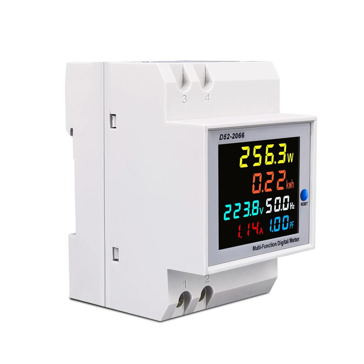 Moniteur AC sur rail din 6 en 1, 110V 220V 380V 100A, tension, courant, facteur de puissance, KWH ac