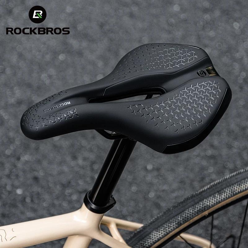 ROCKBROS selle de vélo creux respirant antichoc siège de cyclisme PU coussin en cuir antidérapant lé