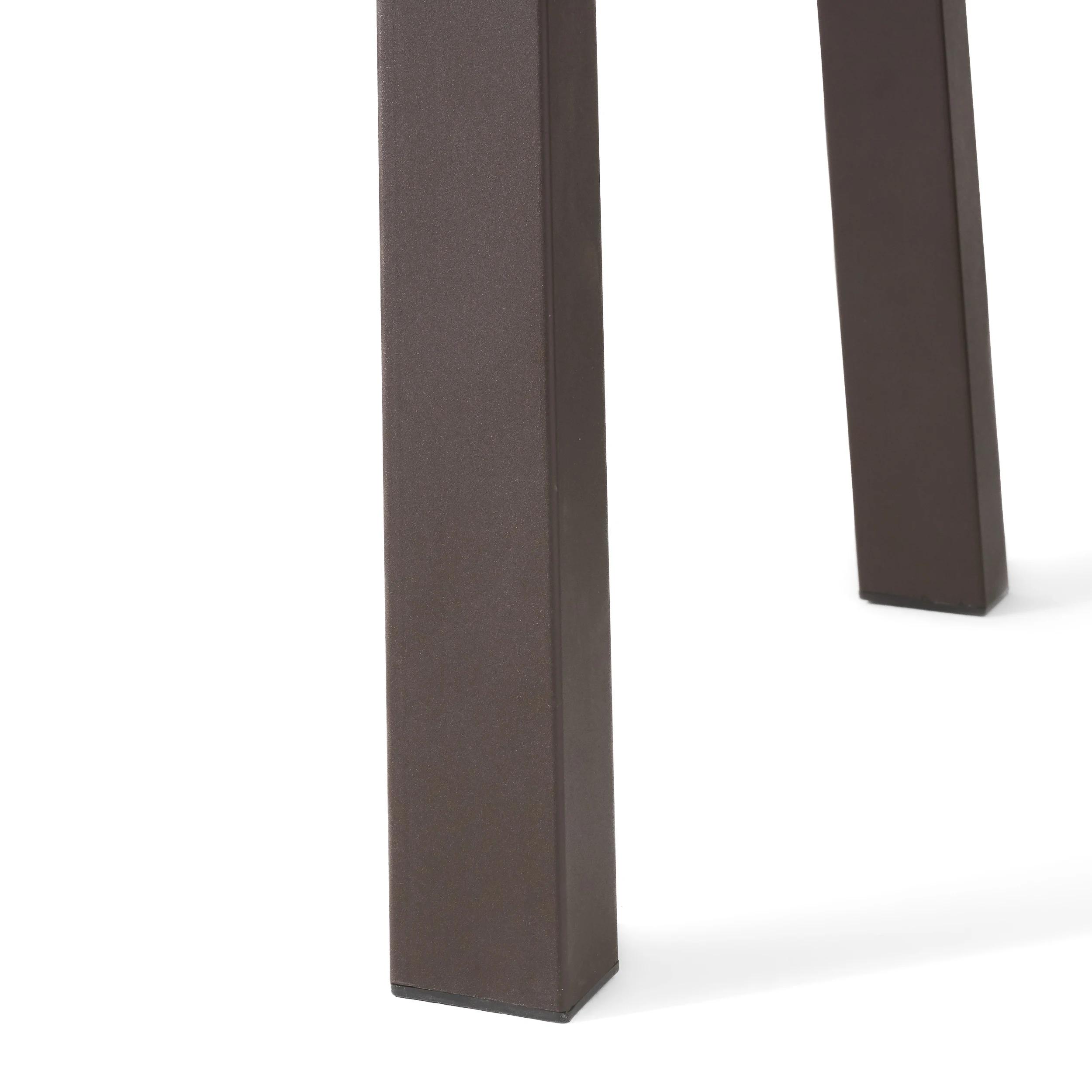 Table de salle à manger en bois d'acacia Della, teinté naturel avec du métal rustique, 32.25 po x 69