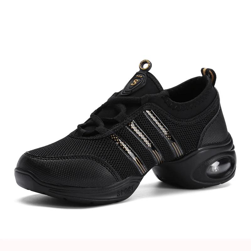 Chaussures de Jazz respirantes pour femmes - Lacets modernes, plateforme à coussin d'air pour danse et marche confortable