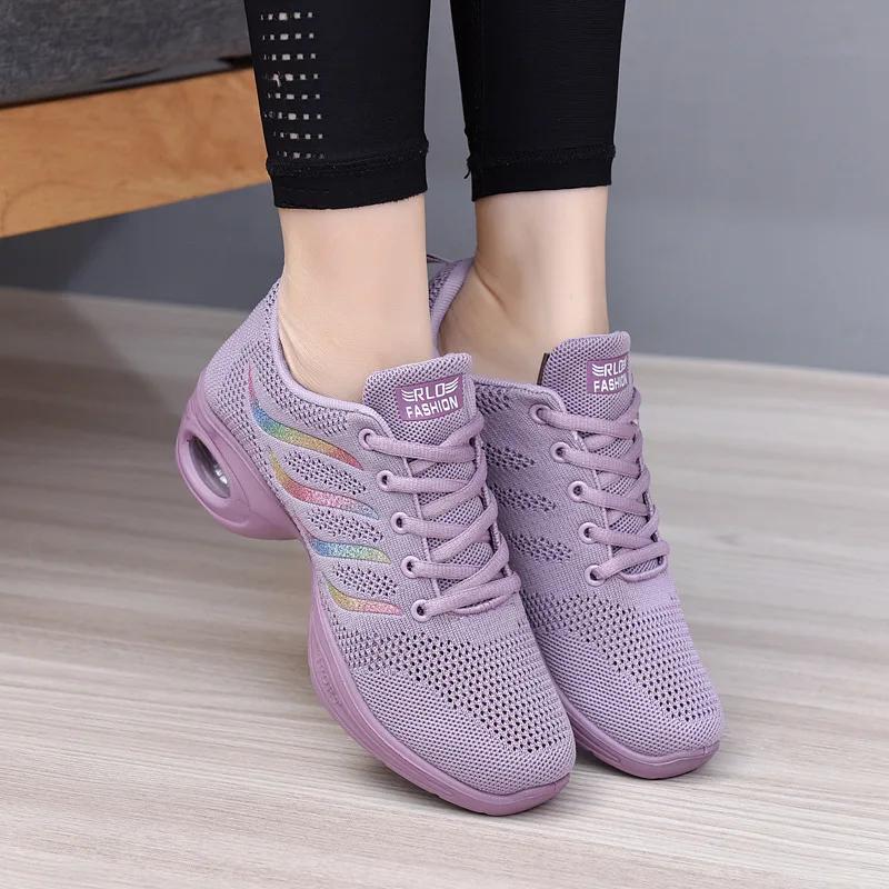 Chaussures de danse femme dames moderne semelle souple Jazz baskets maille respirant léger femme dan