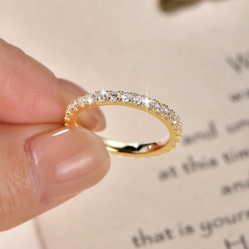 Bague de mariage en or 14 carats pour femmes, certifiée couleur D VVS1, bague d'éternité en moissani
