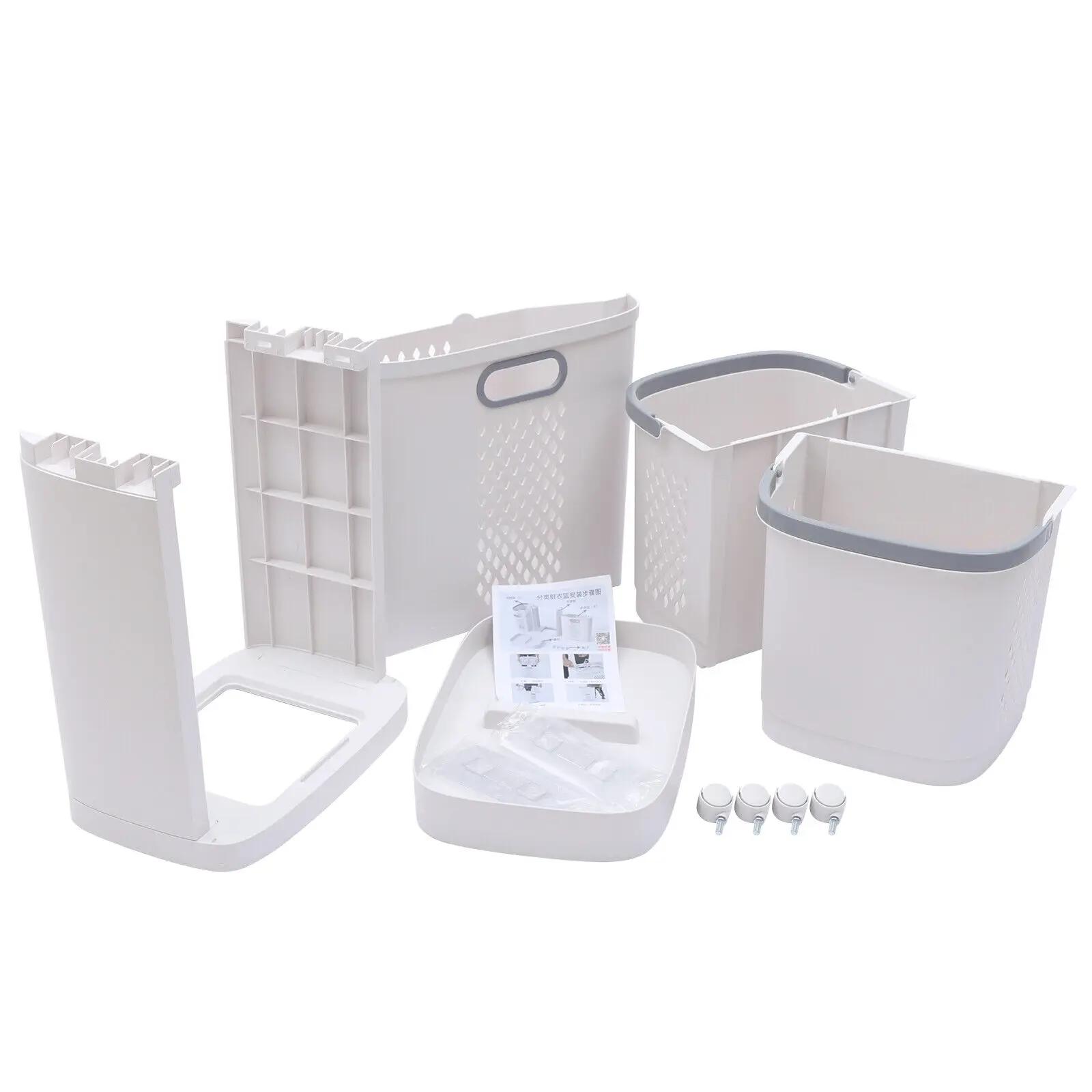 Mir à linge à 3 niveaux, support pour vêtements sales, panier de rangement pour lavage, chariot de r