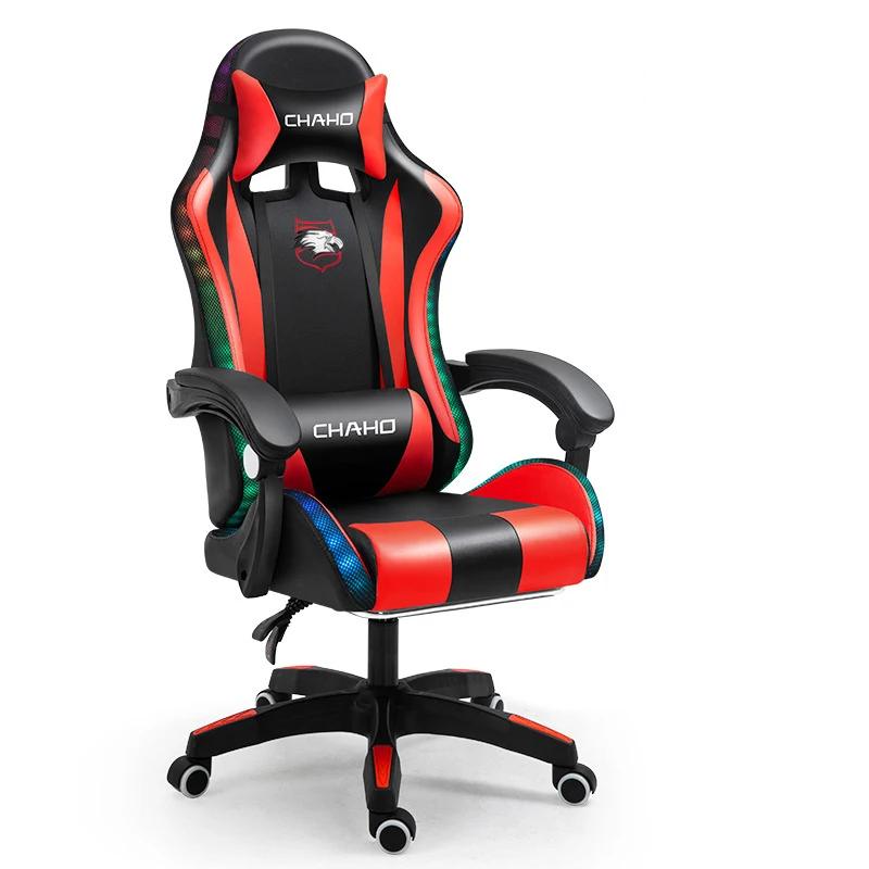 Chaise d'ordinateur de gaming en cuir PU vert, mobilier de chambre à coucher, expressément élévateur