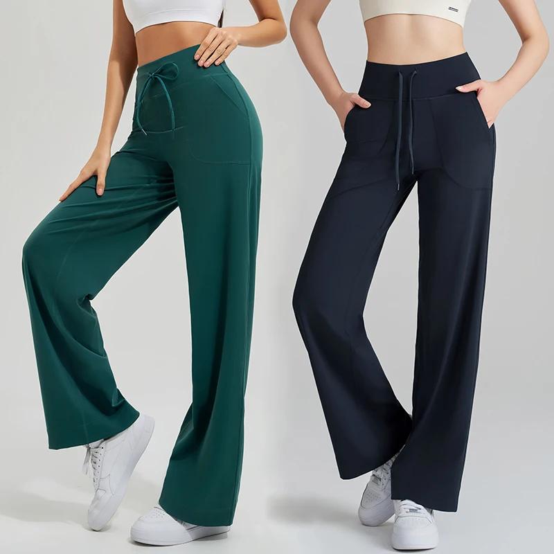 Pantalon de Yoga taille haute pour femmes, ample, course à pied, Double face brossé avec poches, cra