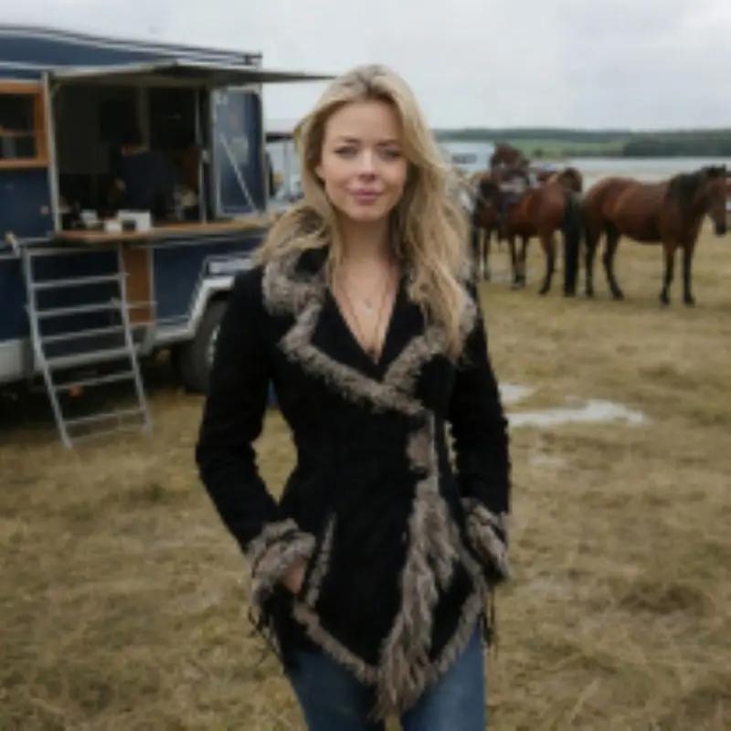 Manteau en daim Vintage pour femmes, manteau à revers avec col en fourrure, manteau de Style mendian