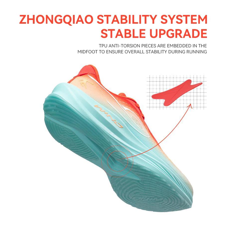 QIAODAN WIND 3TR Chaussures de course marathon pour hommes 2026, semelle épaisse amortissante, baske