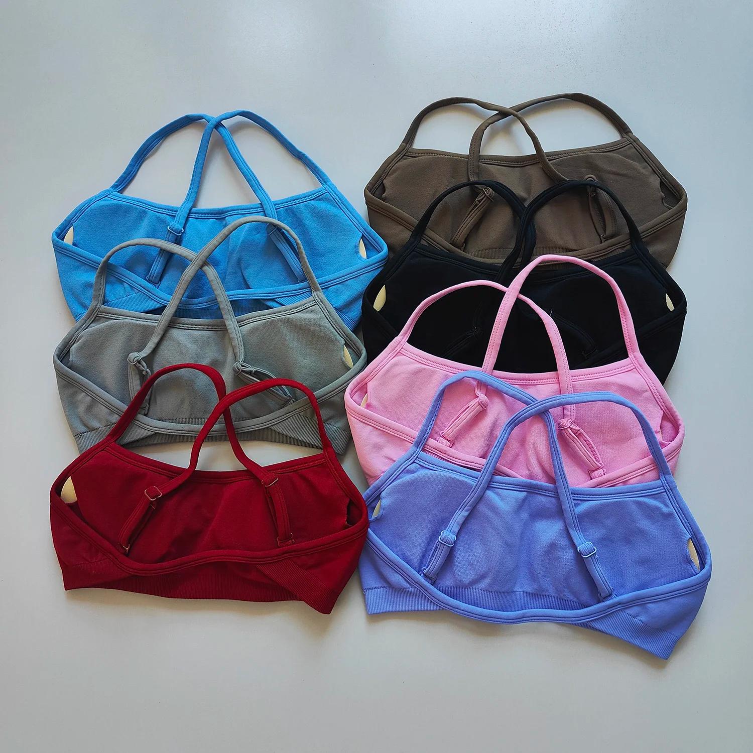Sans couture femmes Fitness Yoga soutiens-gorge course dos sport soutiens-gorge haut en Nylon soutie